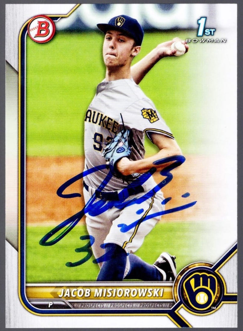 2022 Bowman Draft Jacob Misiorowski #BD132 Autographed Rookie Card Prova Authenticated (1 of 2)