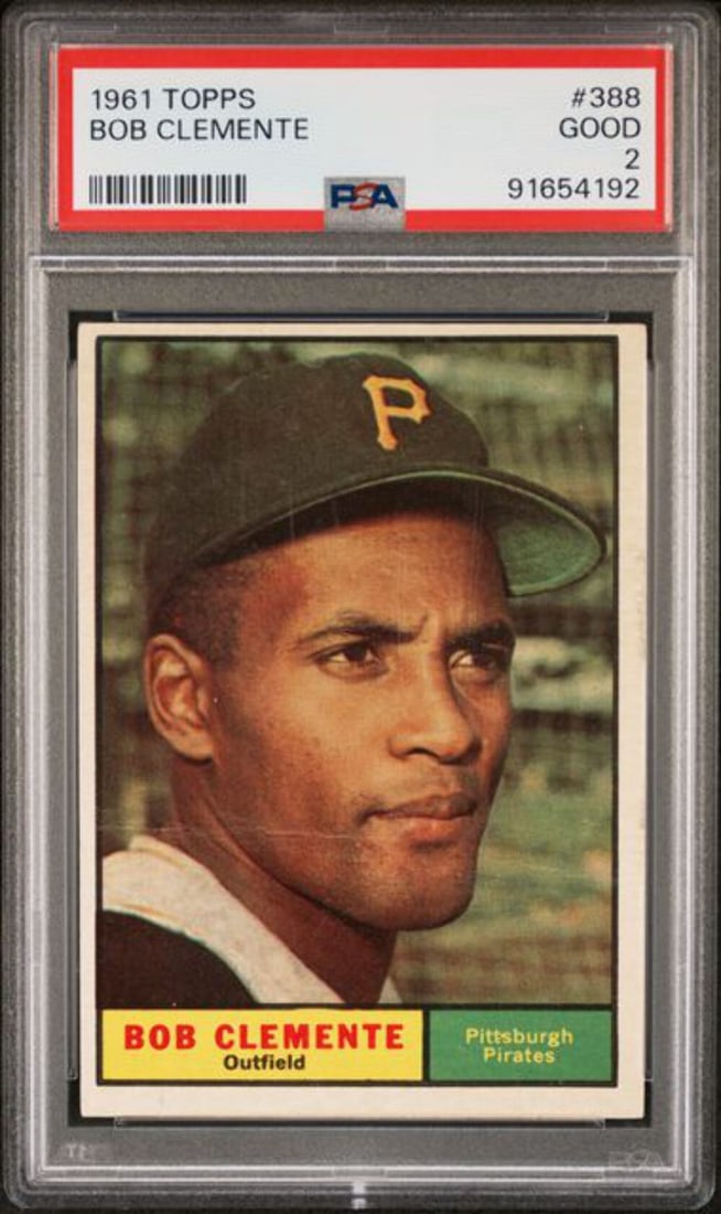 1961 Topps Roberto Clemente #388 Baseball Card PSA 2 Graded (1 of 2)
