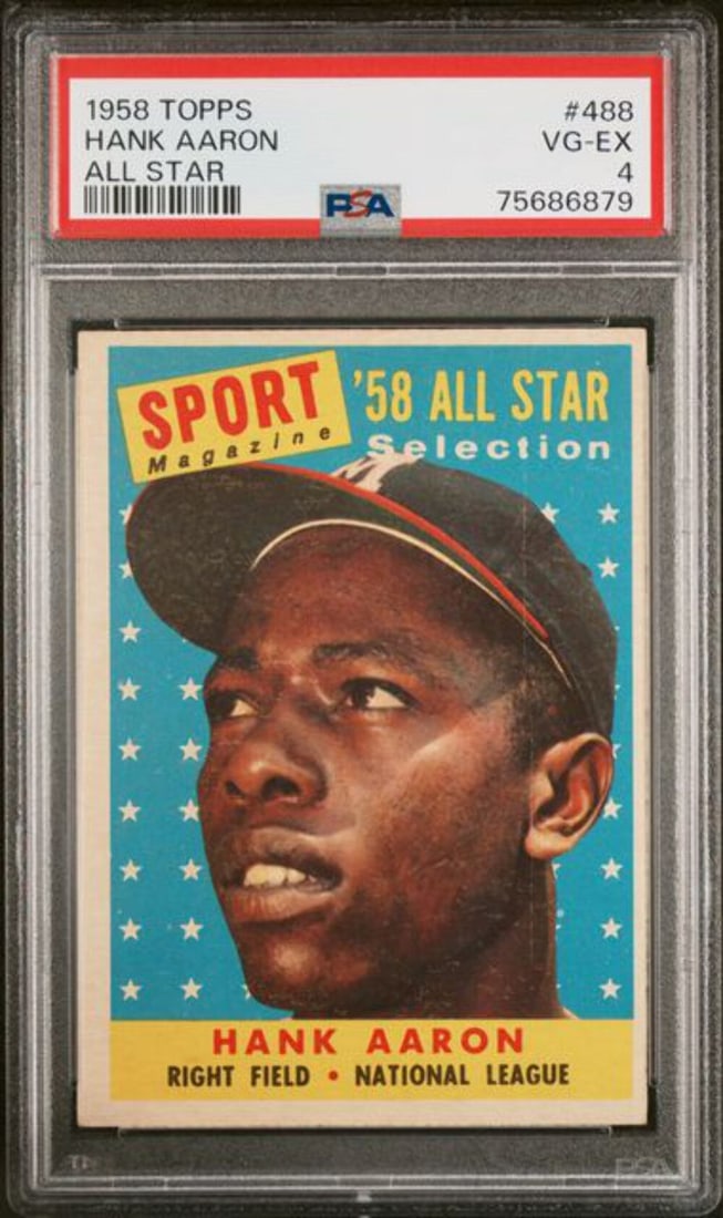 1958 Topps Hank Aaron #488 All Star Baseball Card PSA Graded 4 (1 of 2)