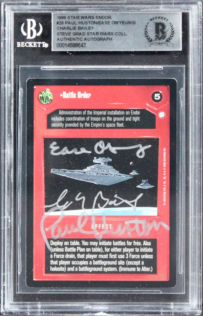 Star Wars Endor #28 Card Signed Huston Owyeung Bailey Beckett Authenticated (1 of 2)