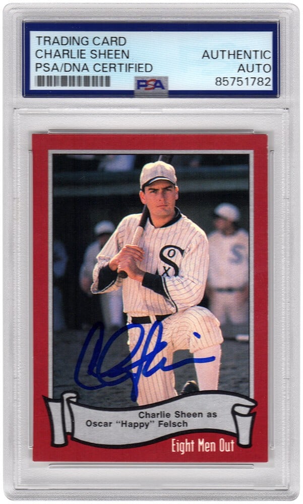 1988 Pacific Eight Men Out Card 10 Autographed by Charlie Sheen PSA DNA (1 of 2)