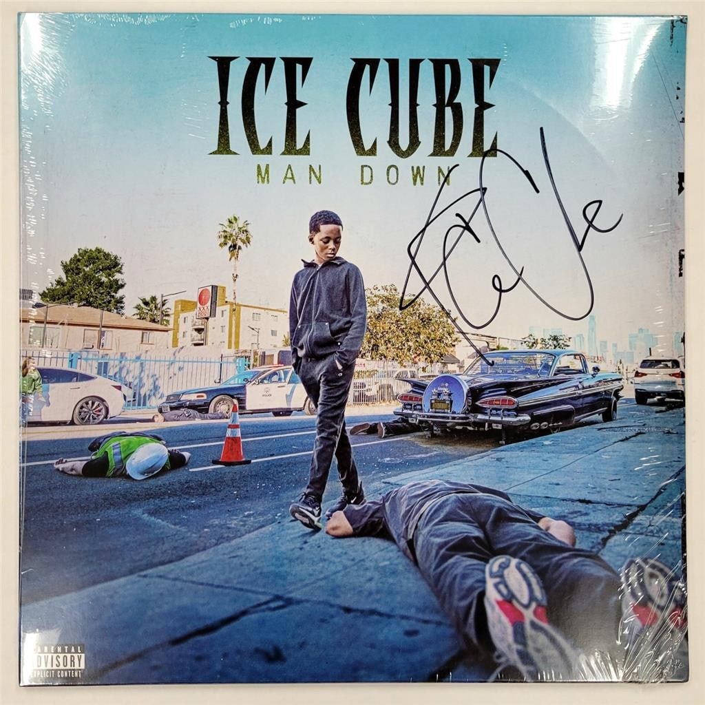 Ice Cube Autographed NWA Man Down Album Cover Beckett Authenticated (1 of 5)