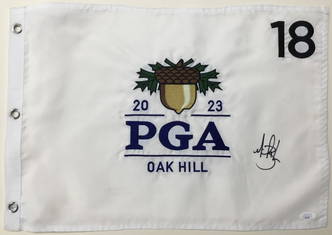 Michael Block Signed 2023 PGA Oak Hill Pin Flag JSA Authenticated (1 of 4)