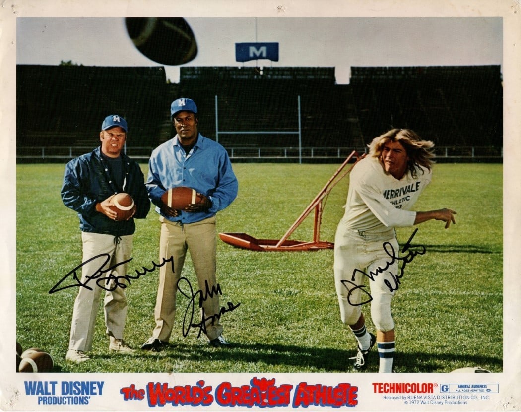 Worlds Greatest Athlete Multi Signed 11x14 Photo Tim Conway John Amos JSA: Worlds Greatest Athlete Multi Signed 11x14 Photo Tim Conway John Amos JSA This original 11x14 photograph features multiple signatures from renowned athletes, including Tim Conway, John Amos, and Jan-M