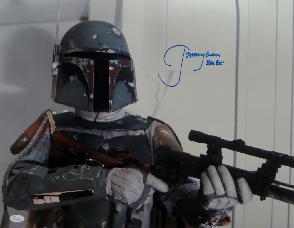 Autographed Jeremy Bulloch Star Wars Boba Fett 16x20 Photo JSA Authenticated: Autographed Jeremy Bulloch Star Wars Boba Fett 16x20 Photo JSA Authenticated Capture a piece of cinematic history with this autographed 16x20 photograph of Jeremy Bulloch as Boba Fett from Star Wars.