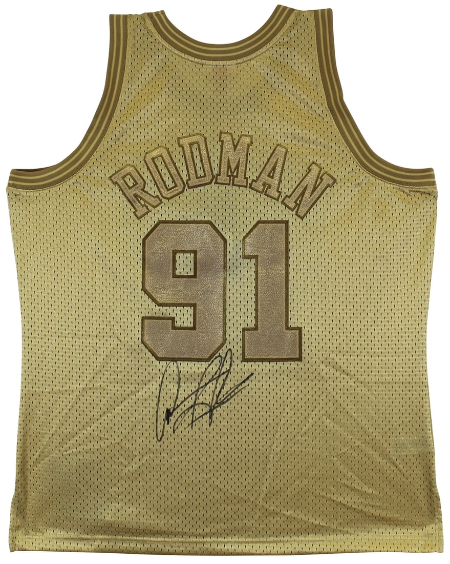 Dennis Rodman Signed Gold Bulls Swingman Jersey BAS Authenticated (1 of 4)