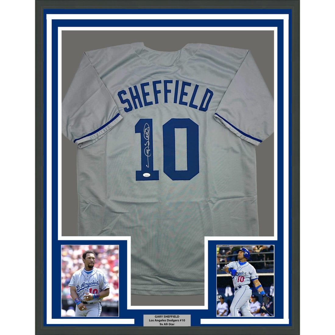 Gary Sheffield Signed Los Angeles Dodgers Jersey 35x39 Framed JSA Authenticated (1 of 2)