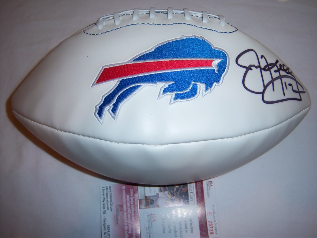 Autographed Football Jim Kelly Buffalo Bills JSA COA Hall of Fame: Autographed Football Jim Kelly Buffalo Bills JSA COA Hall of Fame This is an original football signed by Jim Kelly, recognized for his contributions to both the Miami and Buffalo Bills teams, and a me