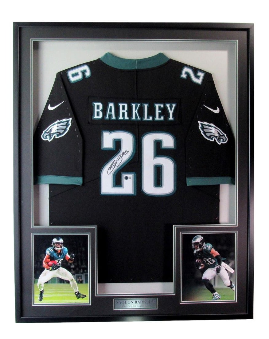 Framed Philadelphia Eagles Jersey Signed by Saquon Barkley with Beckett Authentication (1 of 5)