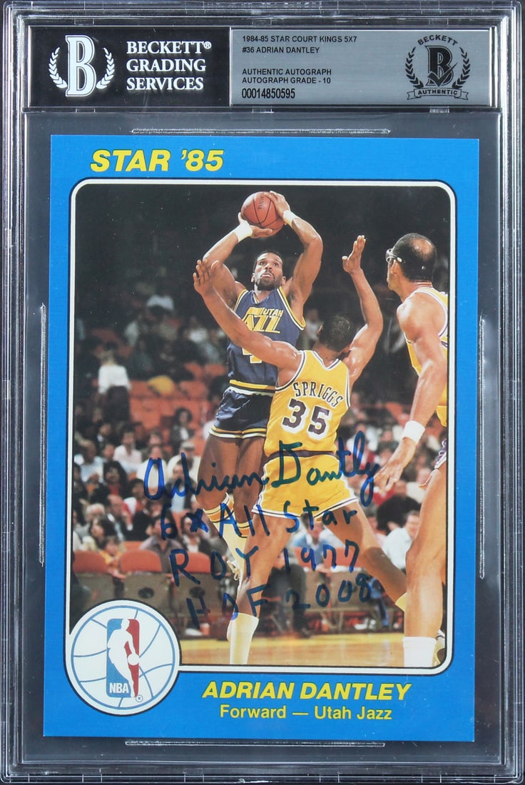 Adrian Dantley 1984 Star Court Kings Signed 5x7 Card Gem Mint 10 BAS (1 of 2)