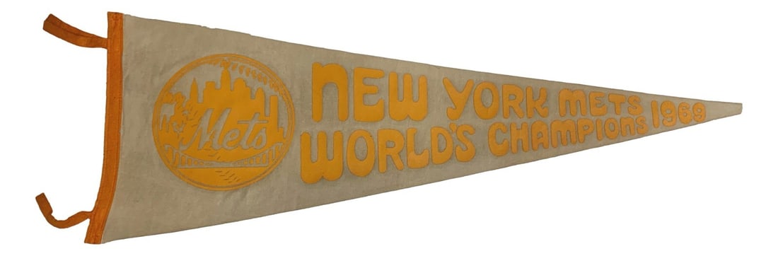 Rare Vintage 1969 New York Mets Championship Baseball Pennant 30" (1 of 4)