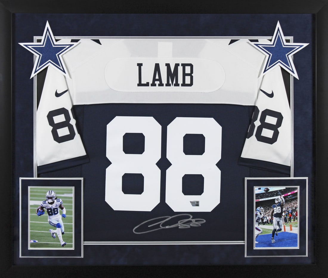 CeeDee Lamb Signed Navy Blue Framed Jersey Dallas Cowboys FAN Authenticated (1 of 2)