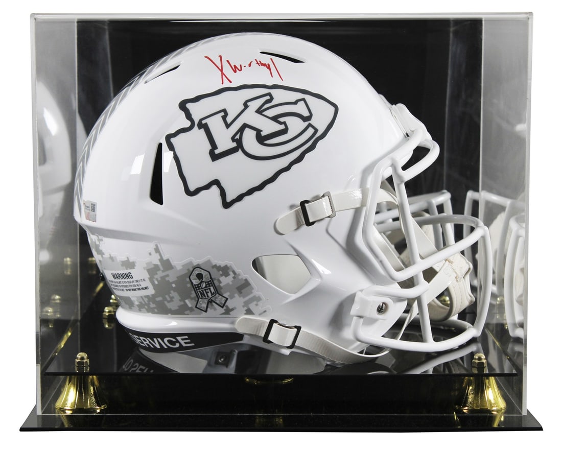 Xavier Worthy Signed Chiefs STS III Full Size Helmet with Fanatics Authentication (1 of 4)