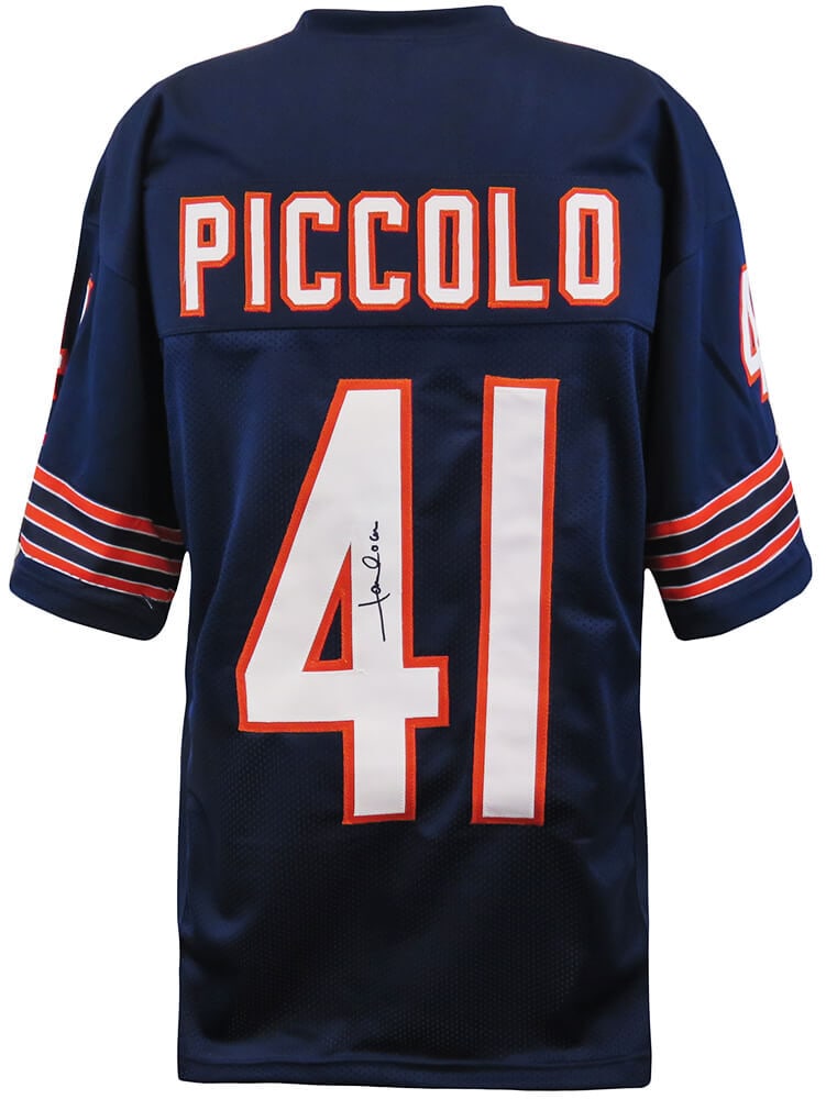 James Caan Signed Navy Throwback Brian Piccolo #41 Jersey with COA: James Caan Signed Navy Throwback Brian Piccolo #41 Jersey with COA This is a navy throwback custom football jersey signed by James Caan, who portrayed Brian Piccolo in the iconic film 'Brian's Song'.