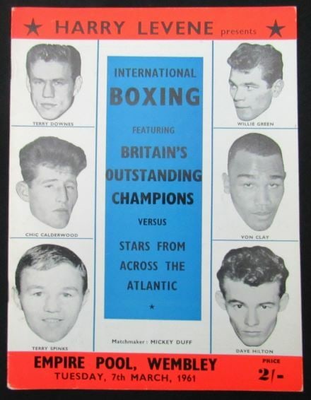 1961 Terry Downes Willie Green Boxing Program Original Wembley Stadium (1 of 3)
