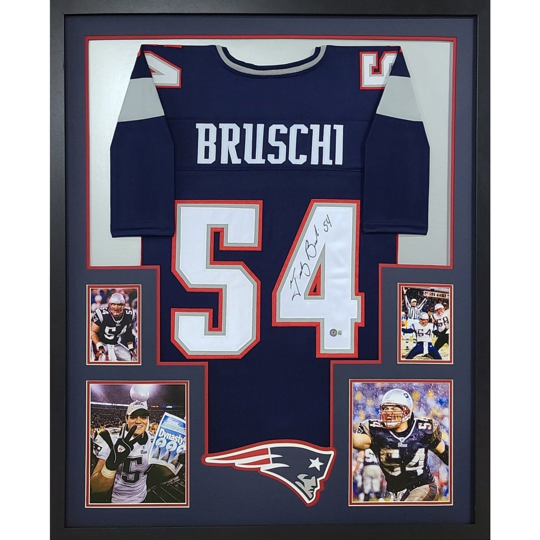Tedy Bruschi Signed Jersey Framed JSA New England Patriots 42x34: Tedy Bruschi Signed Jersey Framed JSA New England Patriots 42x34 This stunning framed jersey features the autograph of Tedy Bruschi, a celebrated player of the New England Patriots. Authenticated by J