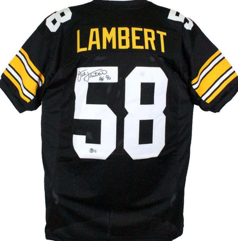 Jack Lambert Autographed Black Custom Jersey HOF Beckett Authenticated (1 of 3)