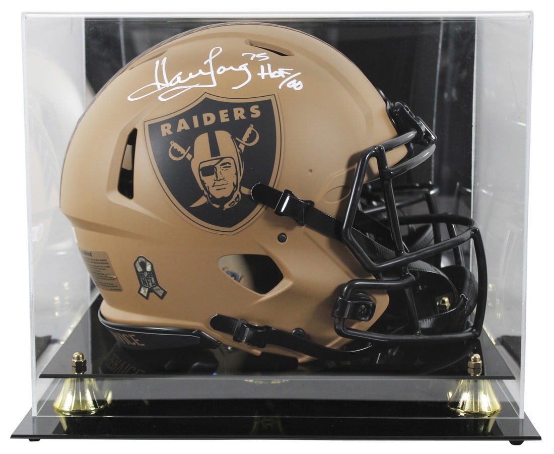Howie Long Signed Raiders HOF 00 Helmet with Display Case BAS Authenticated: Howie Long Signed Raiders HOF 00 Helmet with Display Case BAS Authenticated This autographed alternate 2023 Salute To Service II Riddell Full Size Speed Proline Helmet, featuring the inscription "HOF