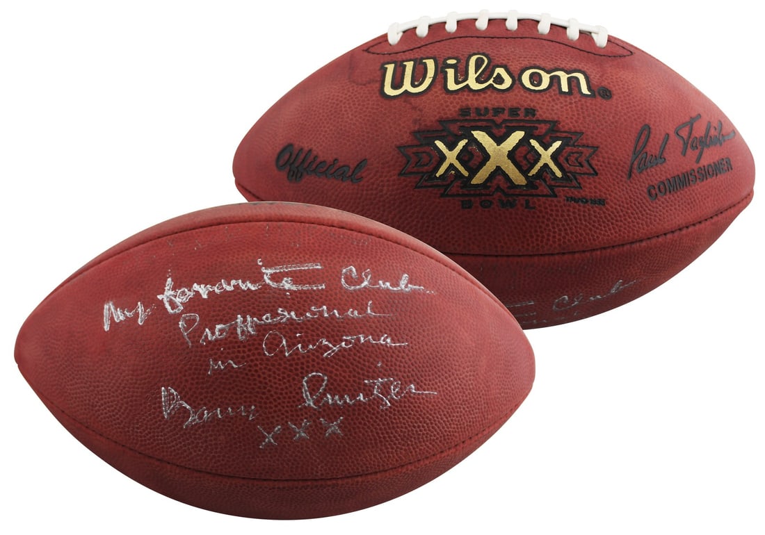 Barry Switzer Autographed Wilson Super Bowl XXX Football Beckett Authenticated (1 of 4)