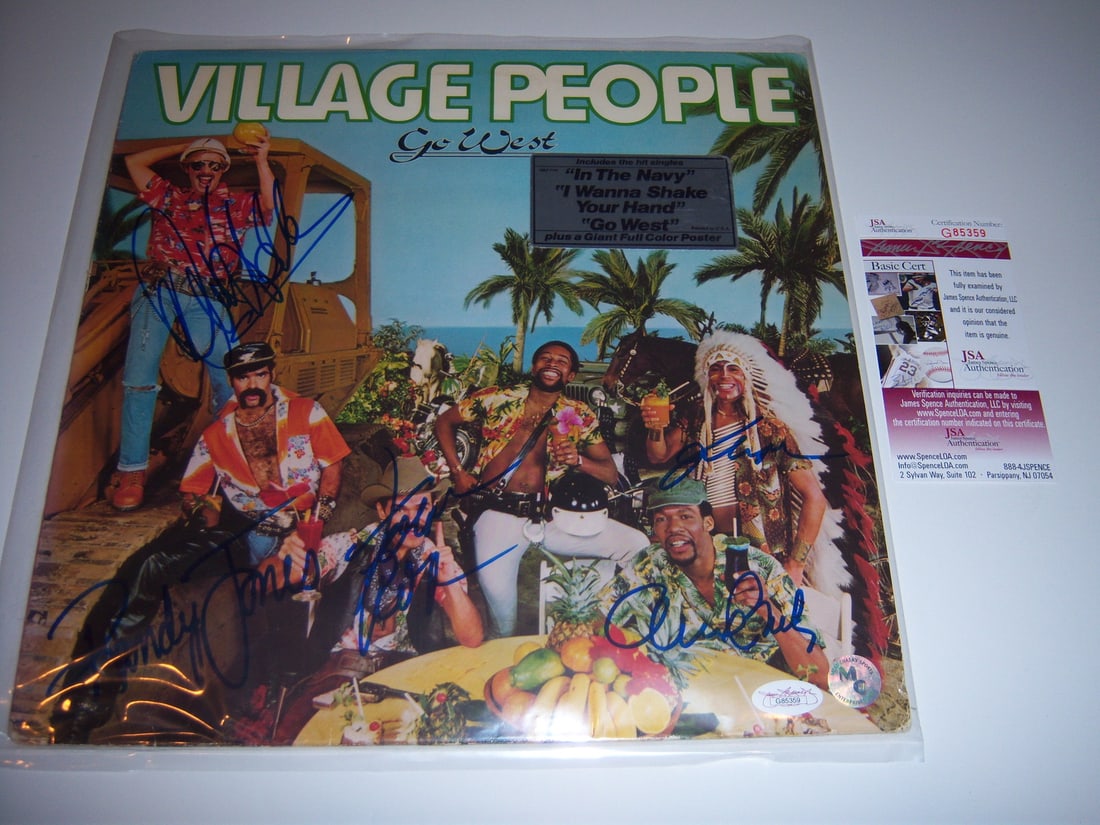 Village People Go West Signed LP Album with 5 Signatures JSA COA (1 of 2)