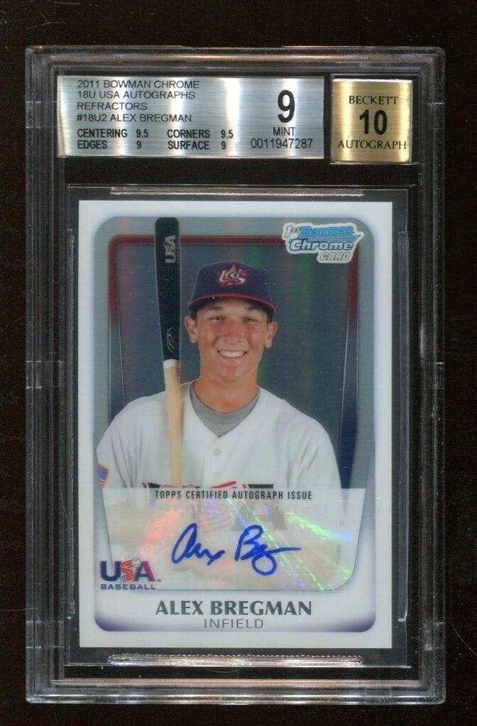 Alex Bregman 2011 Bowman Chrome Auto RC #241 BGS 9 Rare Baseball Card (1 of 2)