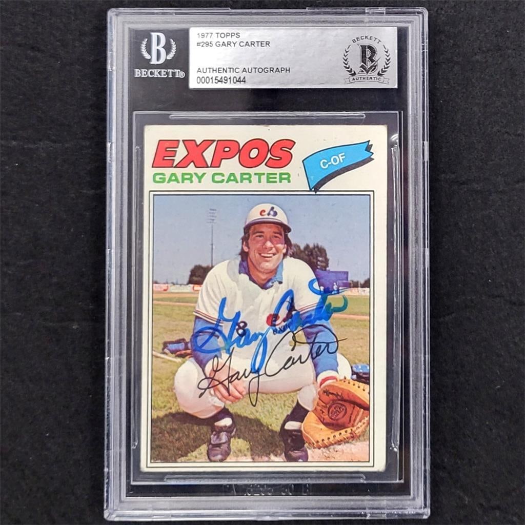Gary Carter 1977 Topps #295 Montreal Expos Autographed Card BAS: Gary Carter 1977 Topps #295 Montreal Expos Autographed Card BAS This 1977 Topps #295 sports trading card features a hard signed autograph by Gary Carter, a legendary player of the Montreal Expos. Auth