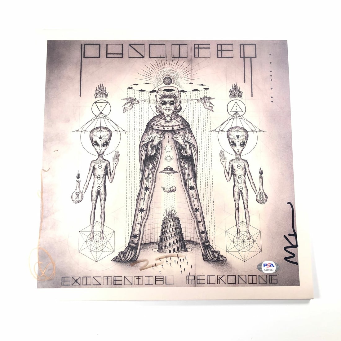 Puscifer Existential Reckoning Vinyl Signed by Maynard Keenan PSA/DNA: Puscifer Existential Reckoning Vinyl Signed by Maynard Keenan PSA/DNA This original vinyl album cover of 'Existential Reckoning' is autographed by renowned musicians Maynard James Keenan, Mat Mitchell