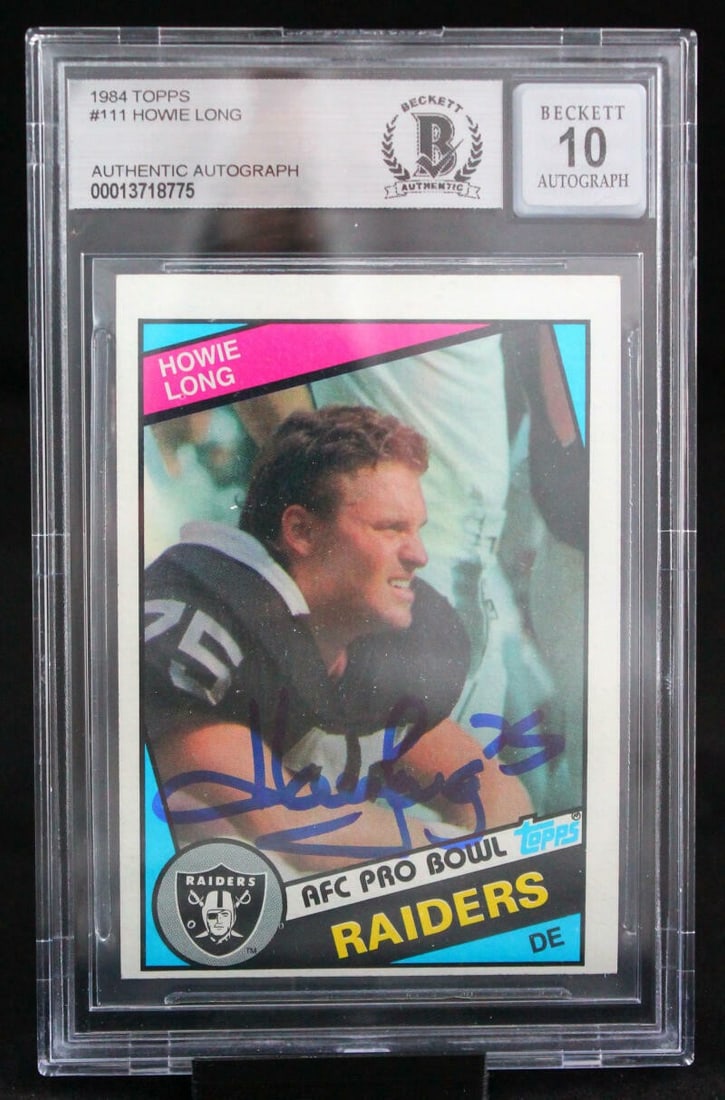 1984 Topps Howie Long Autographed Card BGS 10 Oakland Raiders (1 of 6)