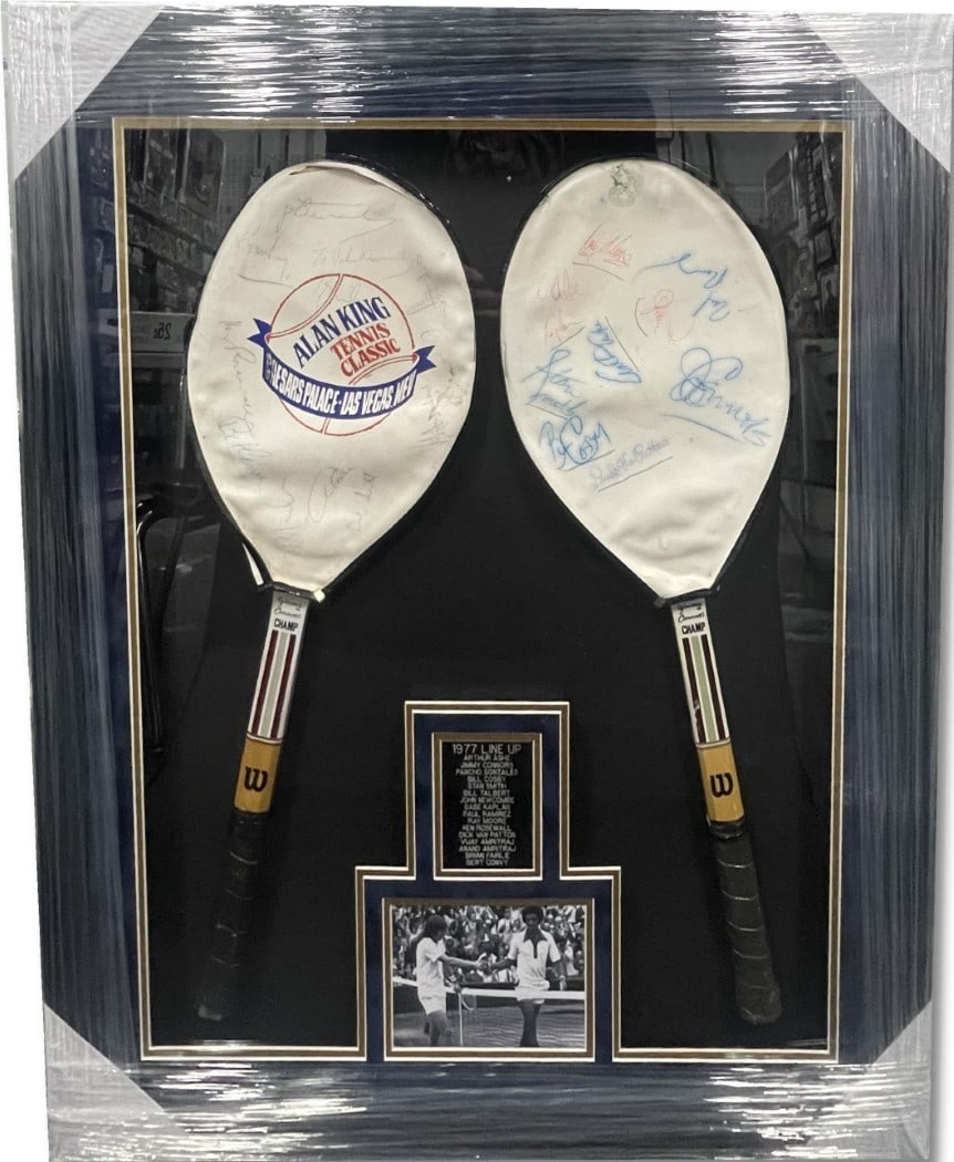 1977 Line Up Signed Tennis Racket Cover Ashe Connors Cosby JSA Authenticated (1 of 5)