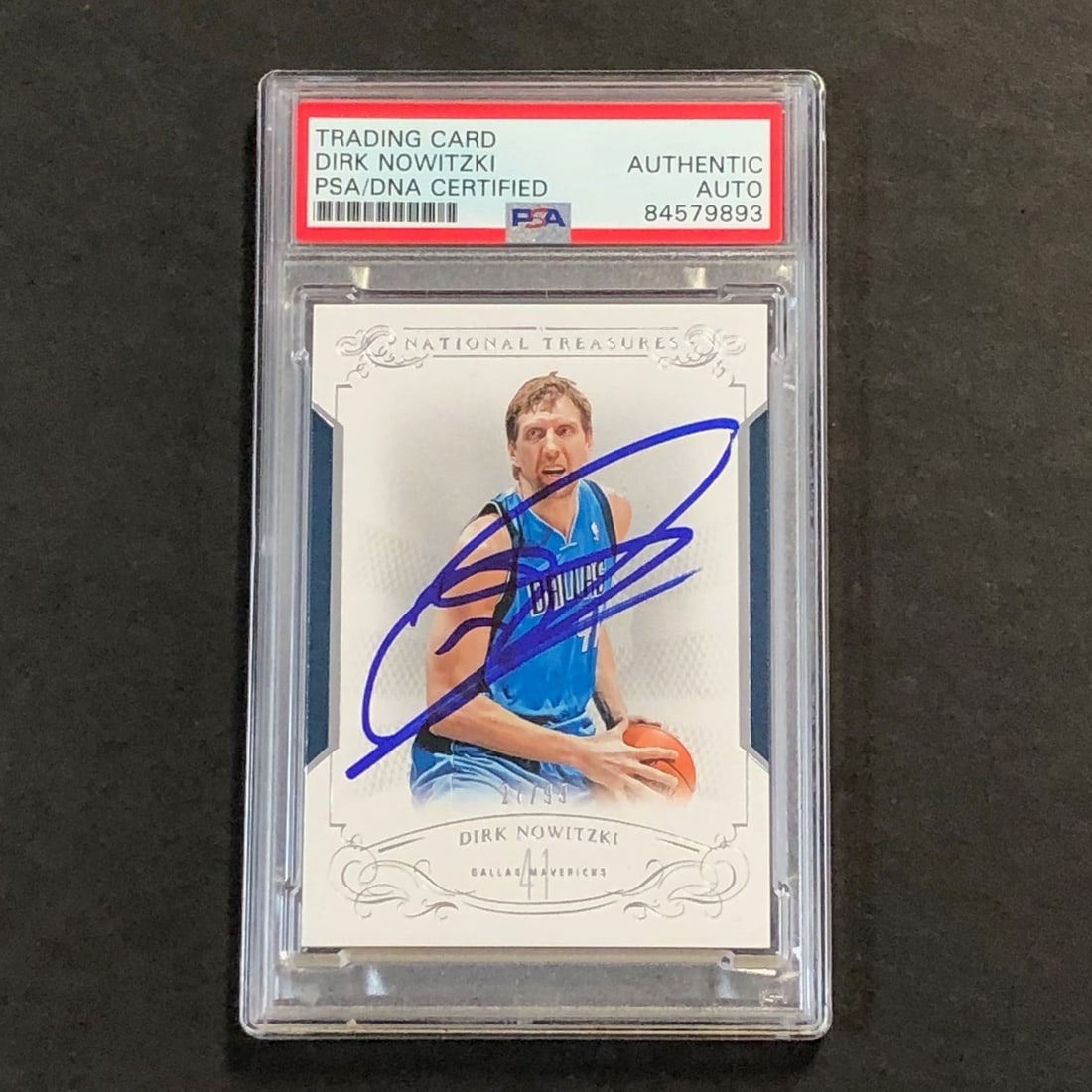 2013-14 Panini National Treasures Dirk Nowitzki Signed Card PSA/DNA Authenticated: 2013-14 Panini National Treasures Dirk Nowitzki Signed Card PSA/DNA Authenticated This listing features a 2013-14 Panini National Treasures #5 card personally signed by Dirk Nowitzki, a legendary play