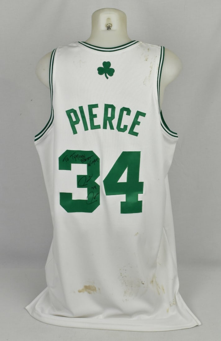 Paul Pierce 2008-09 Signed Game Worn Celtics Jersey with JSA COA: Paul Pierce 2008-09 Signed Game Worn Celtics Jersey with JSA COA This authentic game-used Boston Celtics jersey was worn by Paul Pierce during the 2008-09 NBA season. It features a white design with '