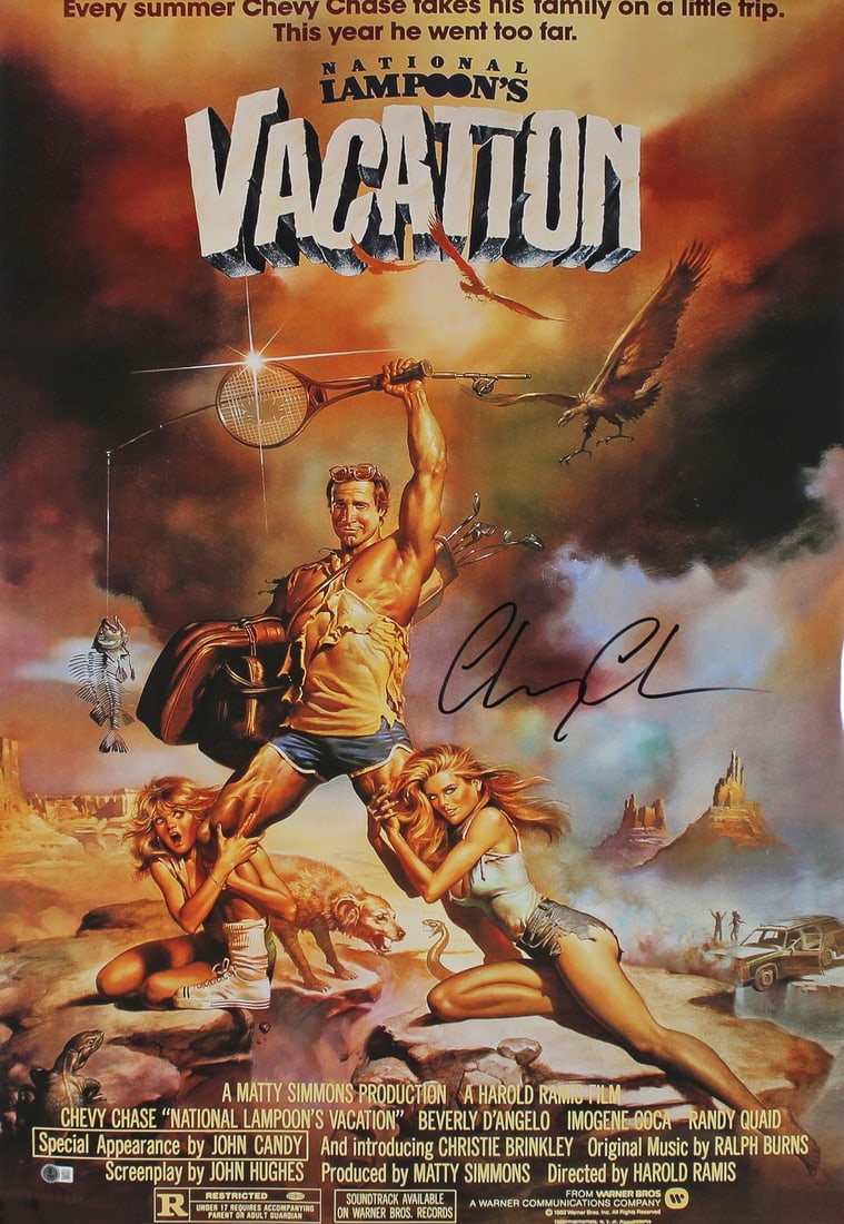 Chevy Chase Signed 24x36 National Lampoon's Vacation Poster BAS Authenticated (1 of 5)