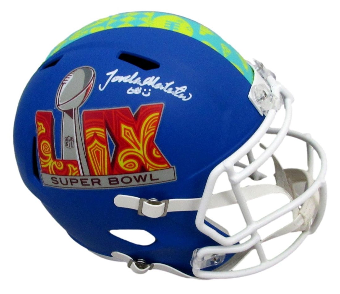 Jordan Mailata Signed Blue Super Bowl LIX Replica Helmet Eagles BAS Authenticated (1 of 6)