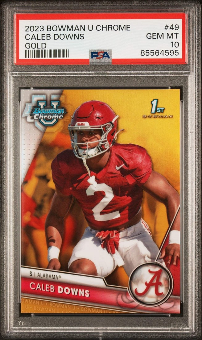 2023 Bowman U Chrome Caleb Downs #49 Gold Rookie Card PSA 10 Alabama (1 of 2)