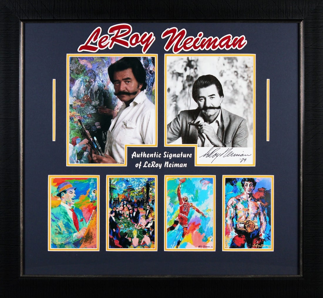 LeRoy Neiman Signed 8x10 Framed Photo with Beckett COA: LeRoy Neiman Signed 8x10 Framed Photo with Beckett COA This stunning 8x10 framed photograph features the artwork of renowned artist LeRoy Neiman, who has personally signed it. The piece comes with a C