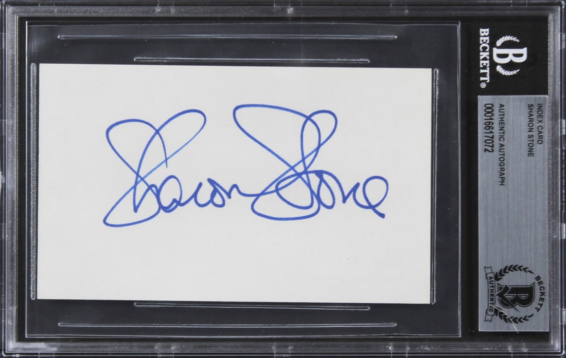 Sharon Stone Basic Instinct Signed 3x5 Index Card Beckett Authenticated (1 of 2)