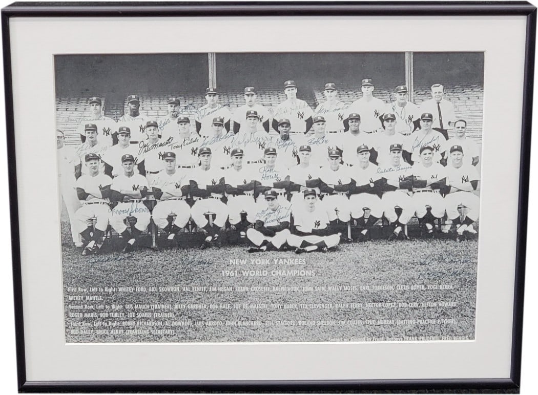 1961 New York Yankees Multi Signed Framed 11x14 Photo by Moose Skowron JSA Authenticated (1 of 4)