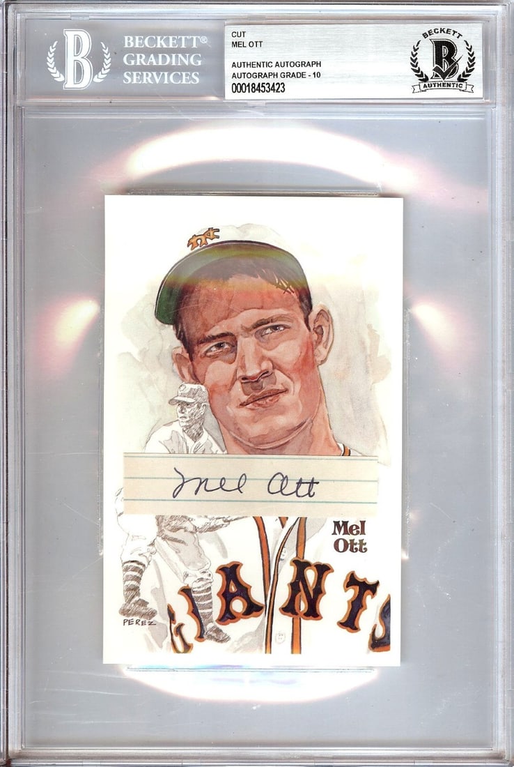Mel Ott Autographed Cut Signature with Beckett Authentication New York Giants (1 of 2)