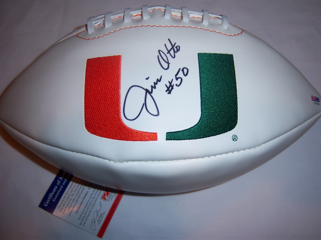 Jim Otto Signed Football Miami Hurricanes Oakland Raiders PSA/DNA (1 of 1)