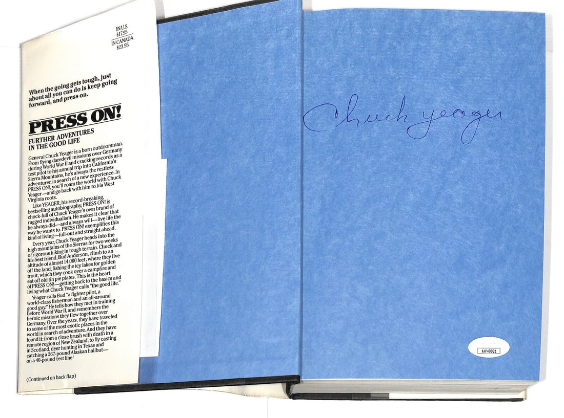 General Charles Yeager Signed Press On! Hardcover Book JSA Authenticated (1 of 4)