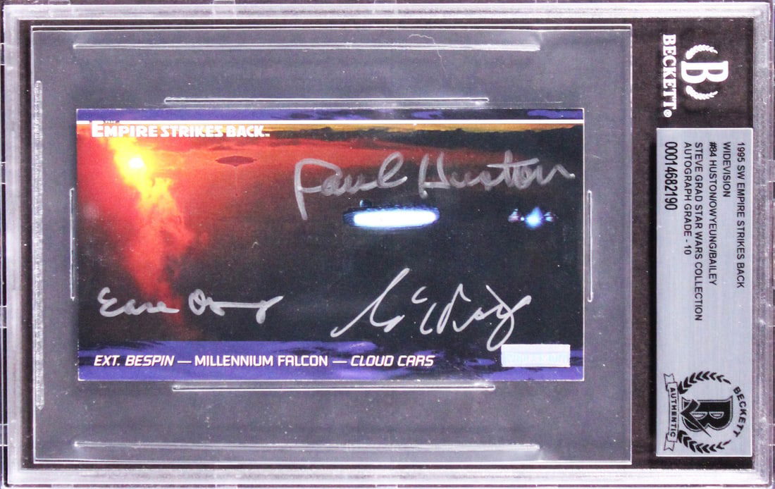 1995 Star Wars ESB WV #84 Auto 10 Signed by Huston Bailey Owyeung Beckett Authenticated: 1995 Star Wars ESB WV #84 Auto 10 Signed by Huston Bailey Owyeung Beckett Authenticated This Star Wars collectible features a 1995 Empire Strikes Back trading card that has been personally signed by P