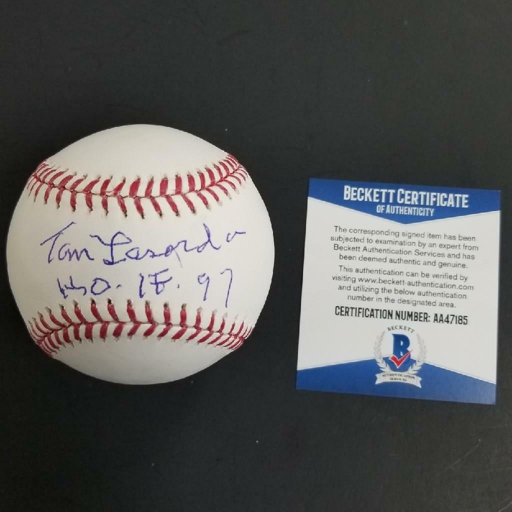 Tommy Lasorda Autographed OML Baseball HOF 97 Dodgers BAS COA (1 of 2)