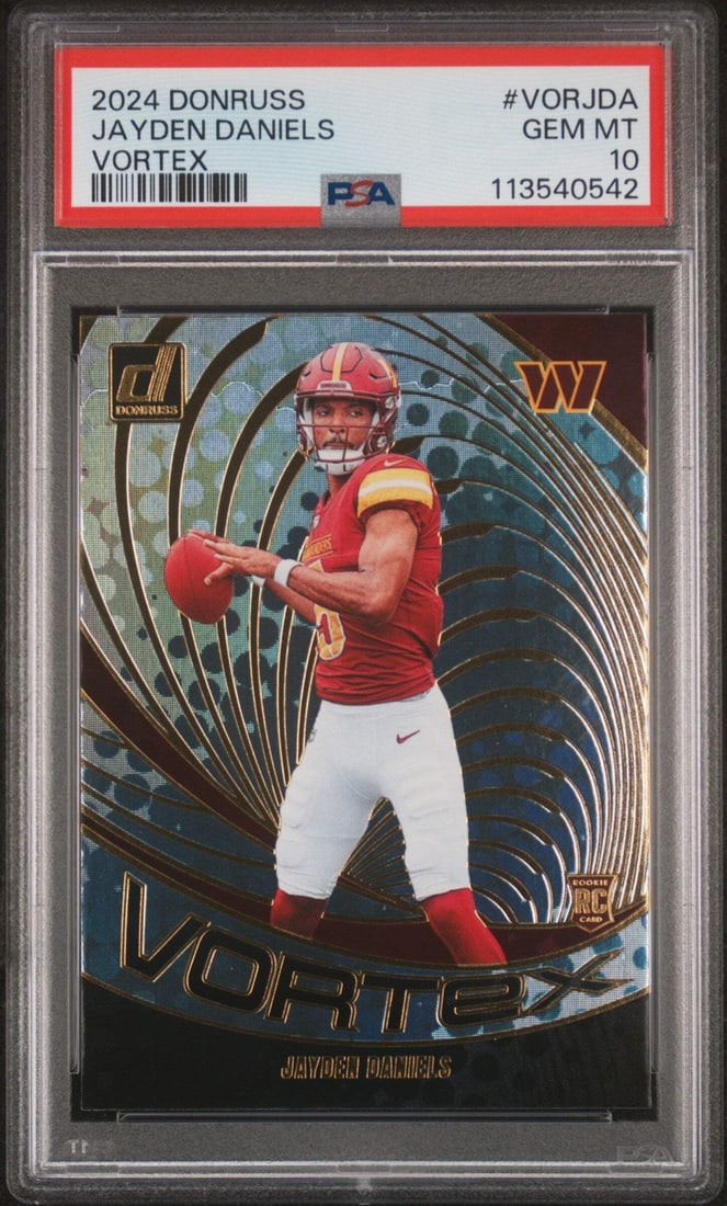 PSA 10 2024 Vortex RC Jayden Daniels Donruss Football Card #VORJDA (1 of 2)