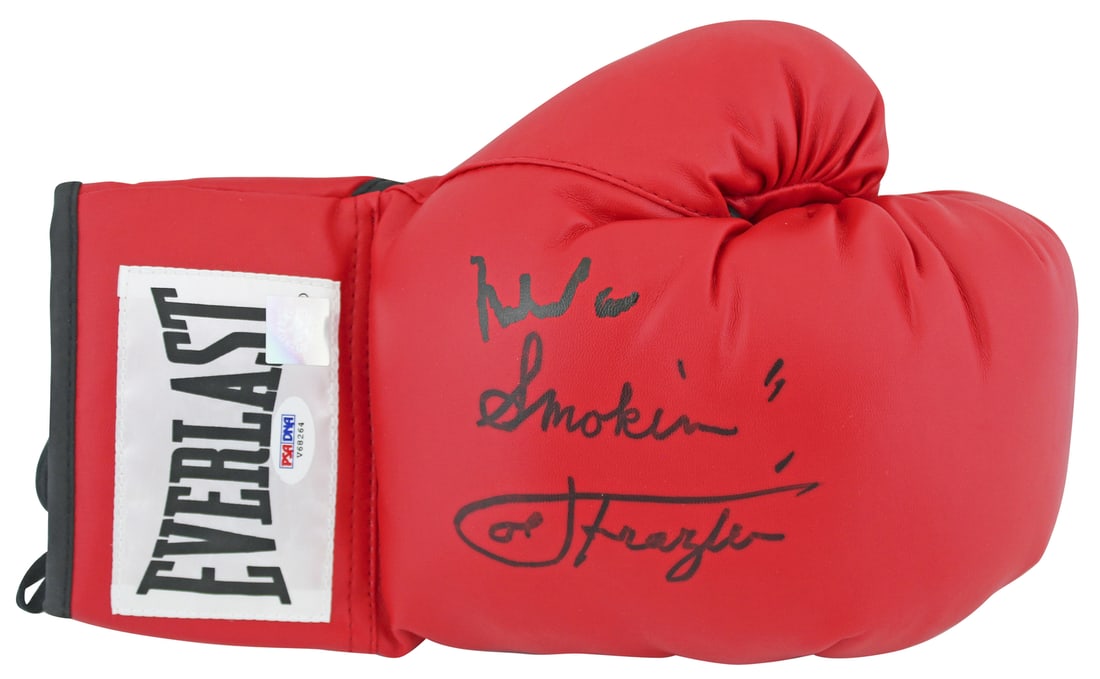 Muhammad Ali Joe Frazier Signed Red Everlast Boxing Glove PSA/DNA (1 of 5)