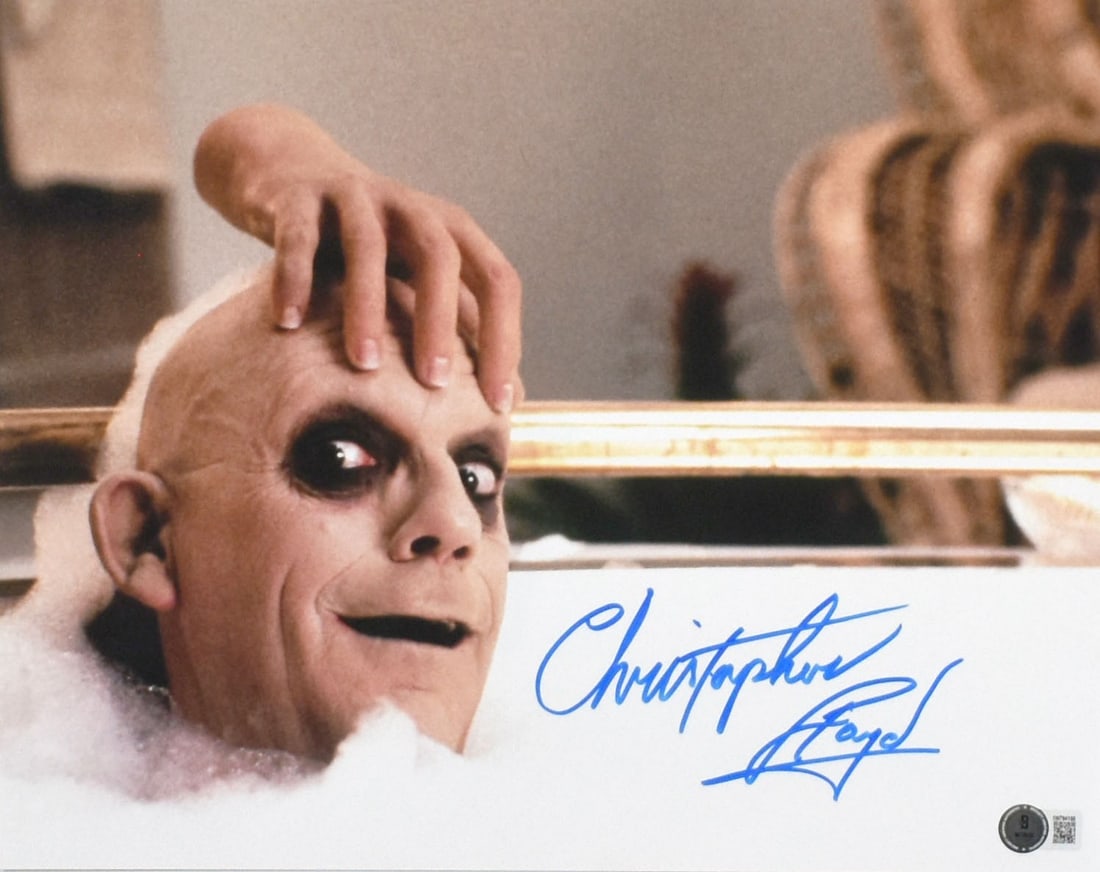 Christopher Lloyd Signed 11x14 Uncle Fester Photo Beckett Authenticated: Christopher Lloyd Signed 11x14 Uncle Fester Photo Beckett Authenticated Capture a piece of cinematic history with this original photograph featuring Christopher Lloyd as Uncle Fester. The 11x14 image