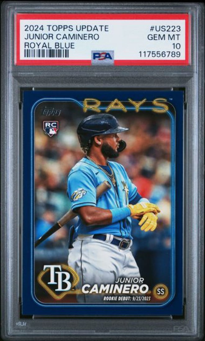 2024 Topps Update Junior Caminero #US223 Royal Blue PSA 10 Baseball Card (1 of 2)