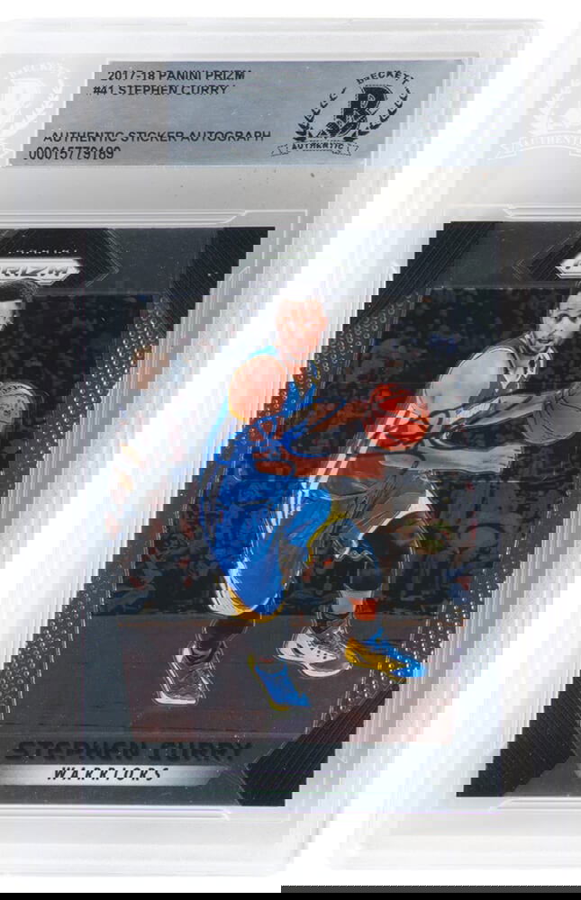 Stephen Curry Signed Warriors 2017-18 Panini Prizm Card #41 Beckett Encapsulated (1 of 2)