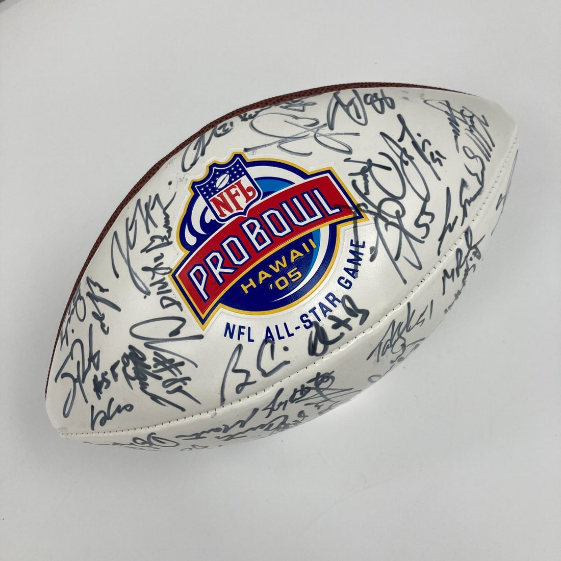 2005 Pro Bowl AFC Champions Team Signed Football Peyton Manning Drew Brees (1 of 13)