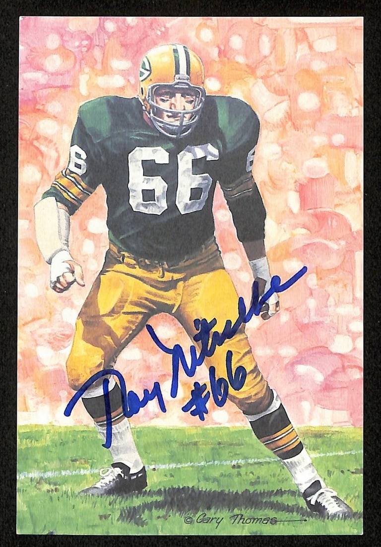 1990 Goal Line Art Postcard Ray Nitschke Autograph Packers PSA DNA Authenticated (1 of 2)