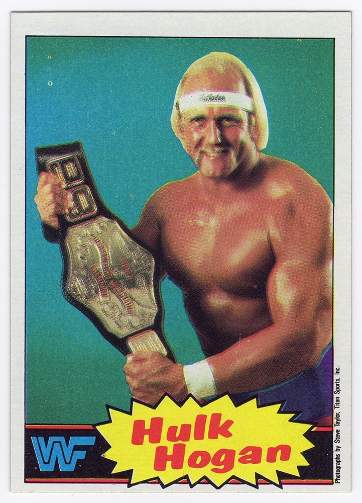Hulk Hogan 1985 Topps WWF Rookie Card #16 Blue Background (1 of 2)